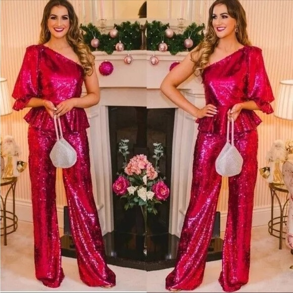 Zara Limited Edition Pink Sequined Trousers Small NWT Blogger Fav Holiday Party - Picture 2 of 13